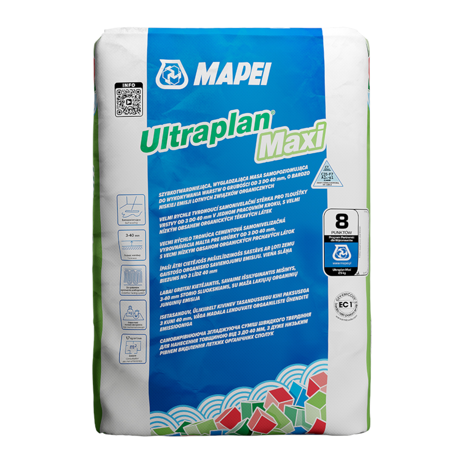 MAPEI Ultraplan Maxi 25 kg – grubowarstwowa masa samopoziomująca szybkowiążąca do 40 mm Masa samopoziomująca MAPEI ULTRAPLAN MAXI 25kg